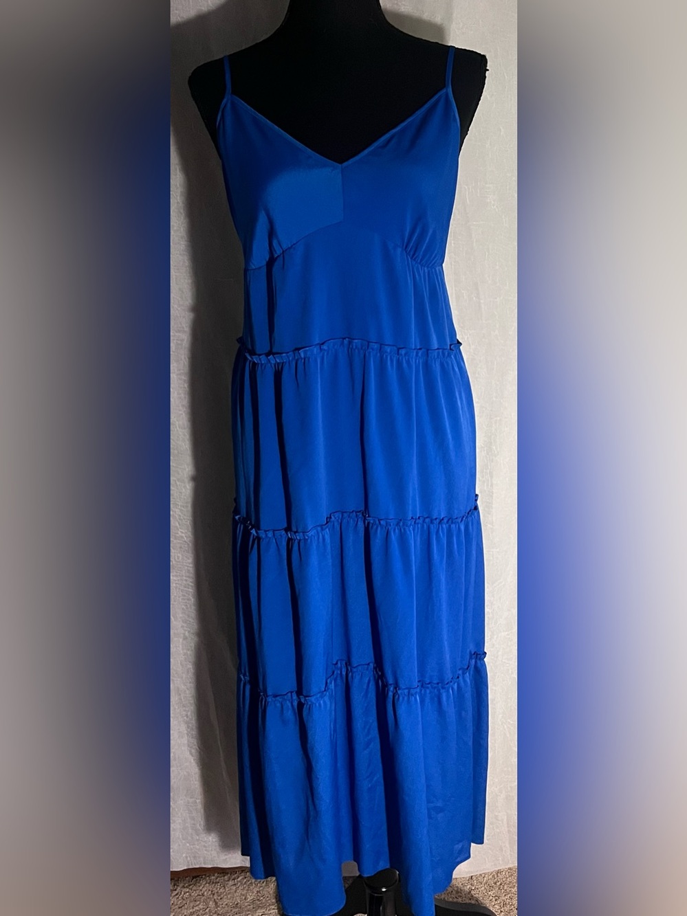 BCBGMaxAzria royal Blue Tiered Spaghetti-Strap Maxi Dress